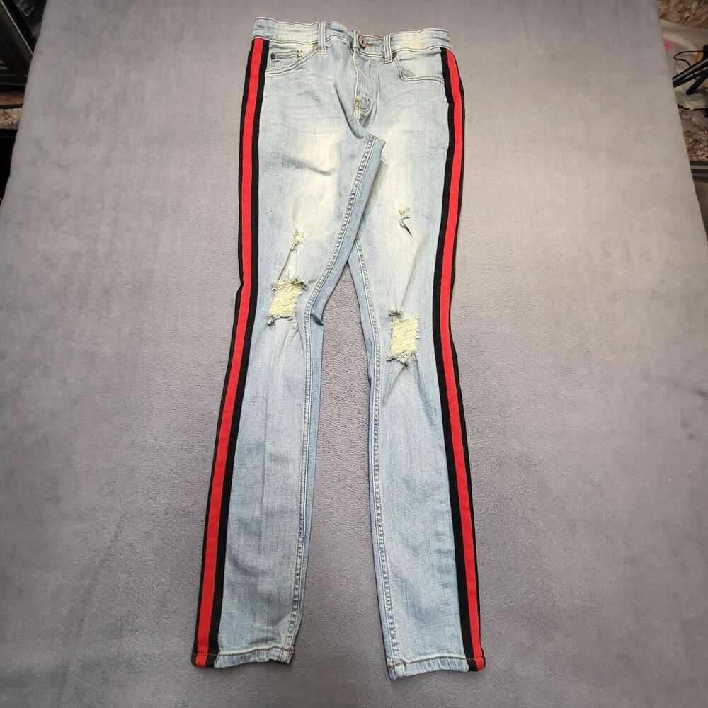 Serenede Jeans Mens 29x32 Blue Distressed Double Helix Skinny Distressed Stretch
